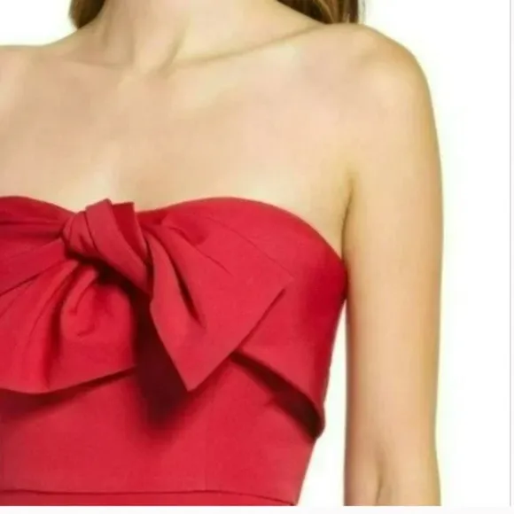 NWT SAM EDELMAN Bow Strapless Sheath Cocktail Red Mini Dress MSRP $128 SIZE 2