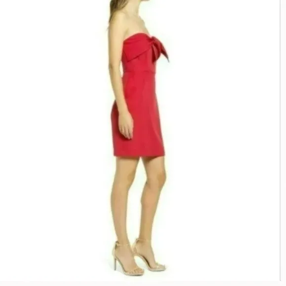NWT SAM EDELMAN Bow Strapless Sheath Cocktail Red Mini Dress MSRP $128 SIZE 2