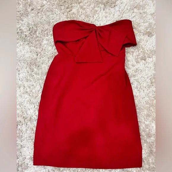 NWT SAM EDELMAN Bow Strapless Sheath Cocktail Red Mini Dress MSRP $128 SIZE 2