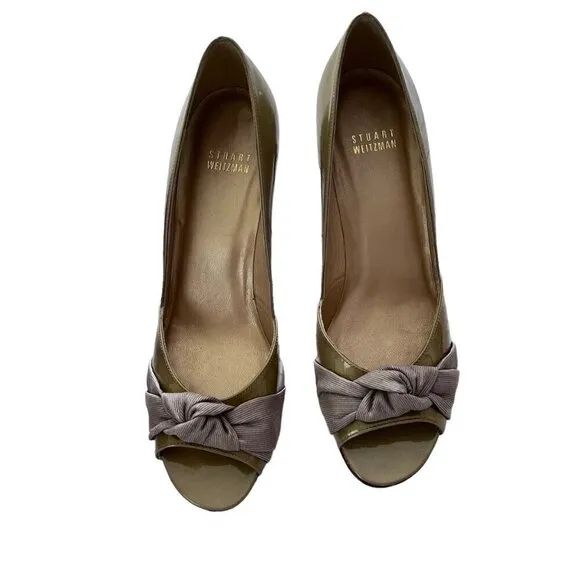 NWT Stuart Weitzman Women's Silk Soft Patent Open Toe Pump Shoes Size 8.5