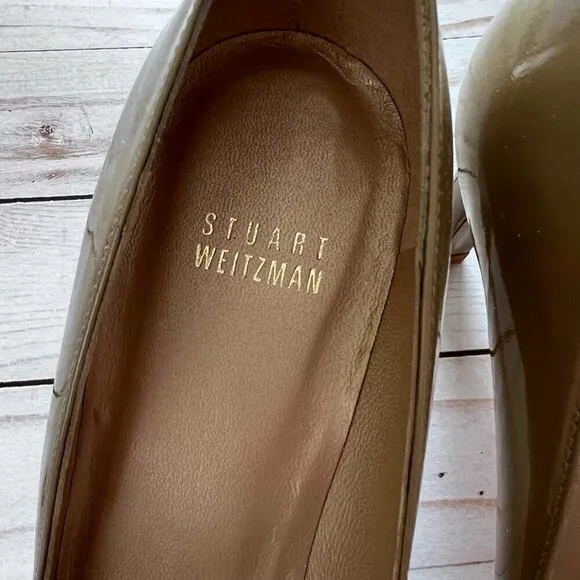 NWT Stuart Weitzman Women's Silk Soft Patent Open Toe Pump Shoes Size 8.5