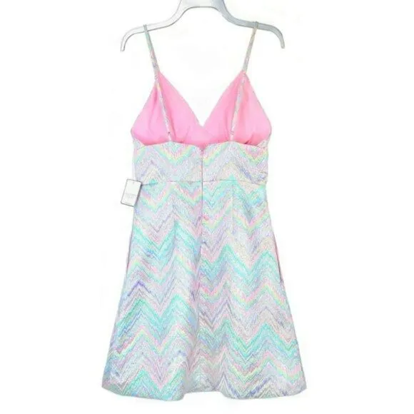 NWT Stunning Laundry By Shelli Segal Metallic Shimmer Cocktail Party Mini Dress