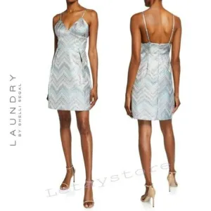 NWT Stunning Laundry By Shelli Segal Metallic Shimmer Cocktail Party Mini Dress