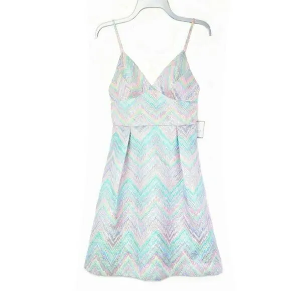 NWT Stunning Laundry By Shelli Segal Metallic Shimmer Cocktail Party Mini Dress