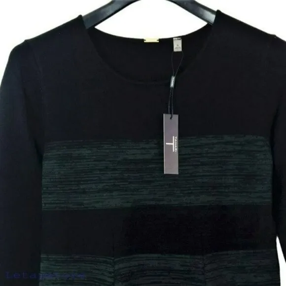 NWT T Tahari Striped A-Line 3/4 Sleeve Knit Mini Dress
