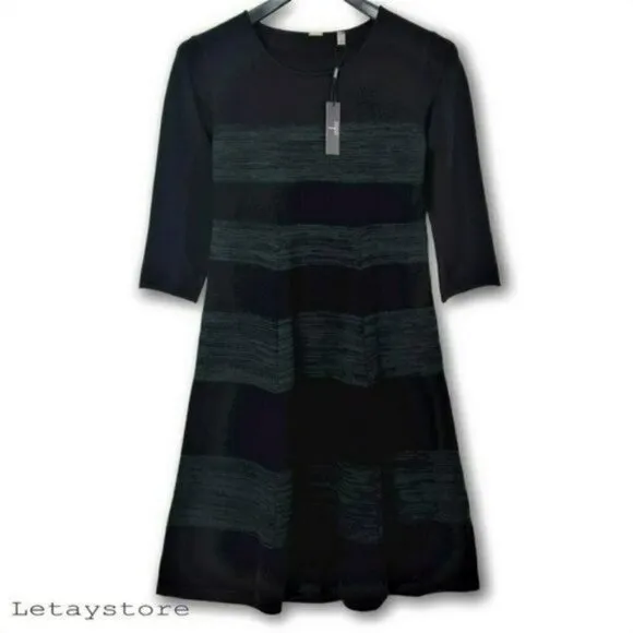 NWT T Tahari Striped A-Line 3/4 Sleeve Knit Mini Dress