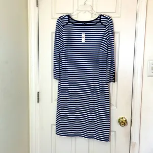 NWT Talbots Marine Strips White &amp; Blue Dress Size Medium