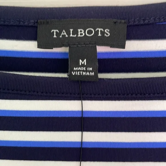 NWT Talbots Marine Strips White &amp; Blue Dress Size Medium