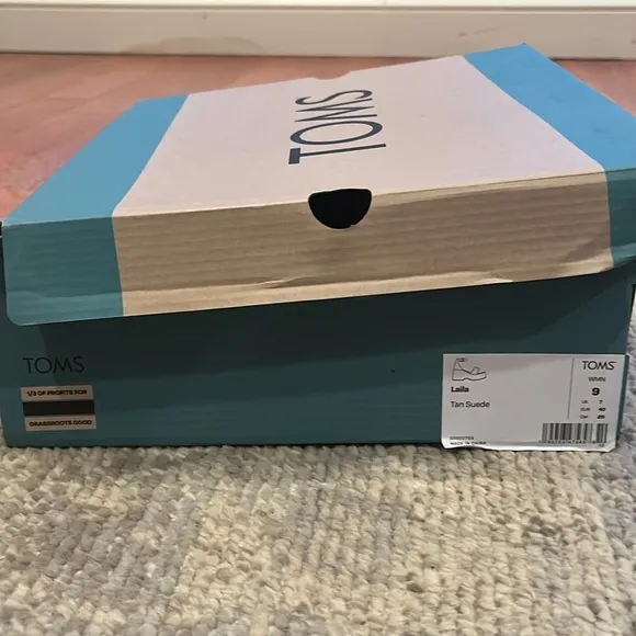 NWT TOMS LAILA TAN SUEDE WEDGE SLINGBACK SUMMER SHOES WOMENS SIZE 9 NEW IN BOX