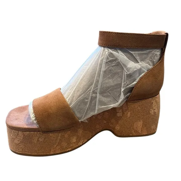 NWT TOMS LAILA TAN SUEDE WEDGE SLINGBACK SUMMER SHOES WOMENS SIZE 9 NEW IN BOX