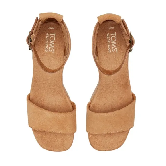 NWT TOMS LAILA TAN SUEDE WEDGE SLINGBACK SUMMER SHOES WOMENS SIZE 9 NEW IN BOX
