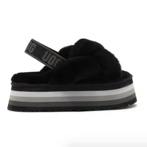 NWT UGG Platform Striped Monochrome Black Emo/Goth Slippers