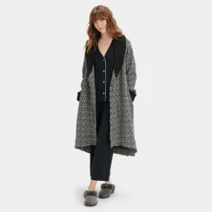 NWT UGG WOMEN'S DUFFIELD II LEOPARD‎ BLACK GRAY ROBE $130