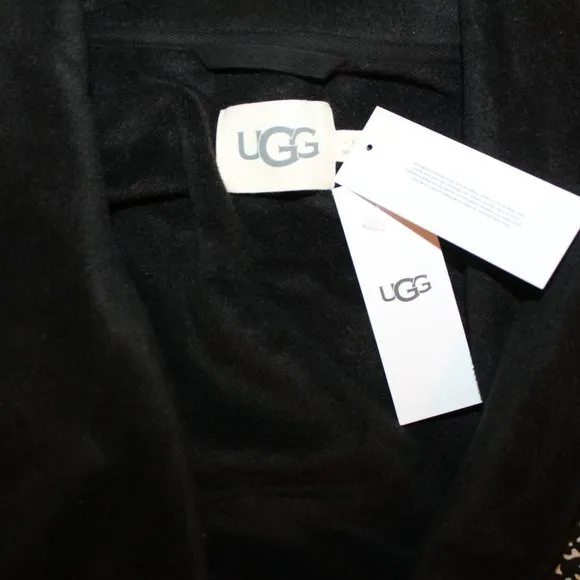 NWT UGG WOMEN'S DUFFIELD II LEOPARD‎ BLACK GRAY ROBE $130