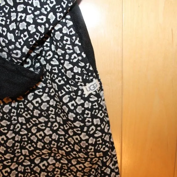 NWT UGG WOMEN'S DUFFIELD II LEOPARD‎ BLACK GRAY ROBE $130