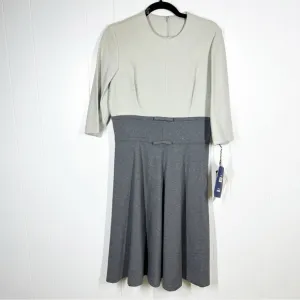 NWT Vintage Alison Ayres Worsted Wool Dress 1965 Cream and Gray 16 (modern S)