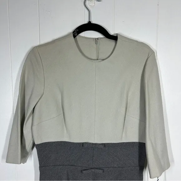 NWT Vintage Alison Ayres Worsted Wool Dress 1965 Cream and Gray 16 (modern S)