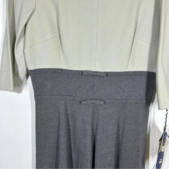 NWT Vintage Alison Ayres Worsted Wool Dress 1965 Cream and Gray 16 (modern S)