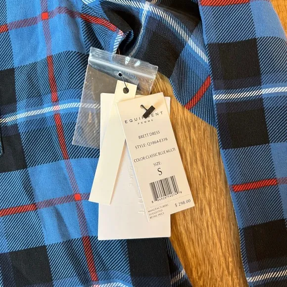 NWT Women's EQUIPMENT Classic Blue Brett‎ Dress SZ S