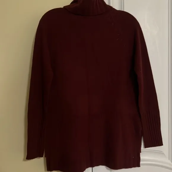 NWT- XS-Ann Taylor 100% Cashmere Turtleneck Tunic Sweater - Tinto Red