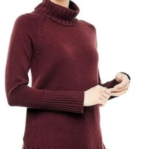 NWT- XS-Ann Taylor 100% Cashmere Turtleneck Tunic Sweater - Tinto Red