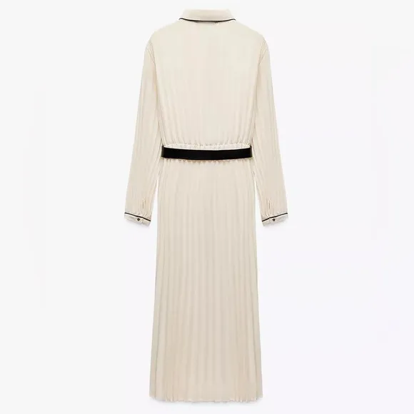 NWT ZARA PLEATED DRESS WITH BELT SIZE S