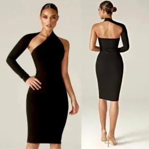 NWT Alieva Dasha Modern Midi Dress Black size Medium
