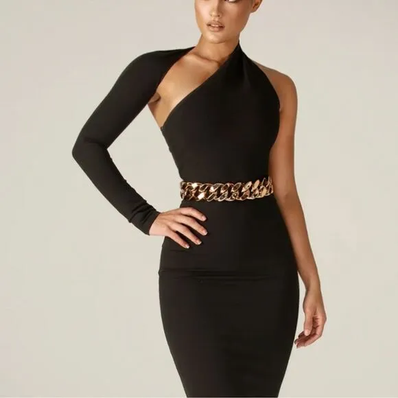 NWT Alieva Dasha Modern Midi Dress Black size Medium