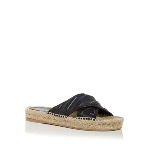 OFF WHITE Womens Black Espadrille Diag Lea Platform Slide Sandals Shoes 38