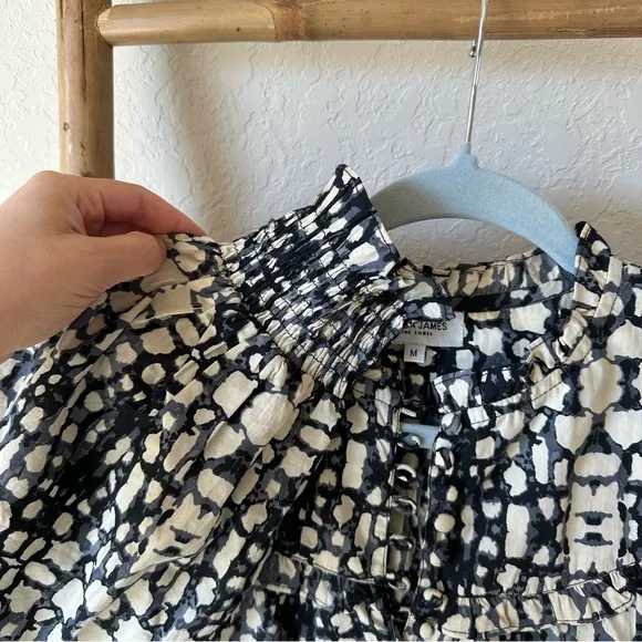Olivia James Long Sleeve Black and White Patterned Dress