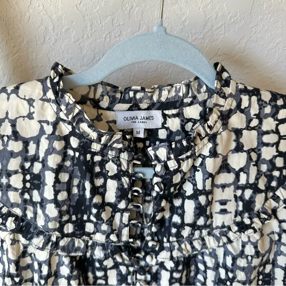 Olivia James Long Sleeve Black and White Patterned Dress