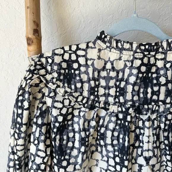 Olivia James Long Sleeve Black and White Patterned Dress