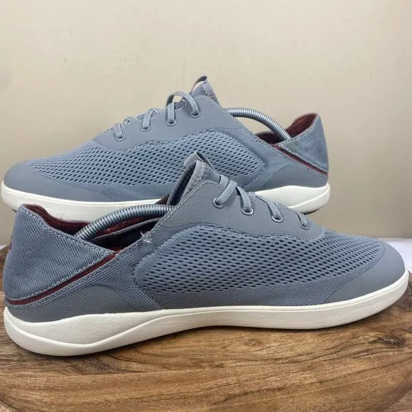 Olu Kai Moku Pae Poi Red Ochre Mens Gray And Red Size 12 Slip On Boat Shoes