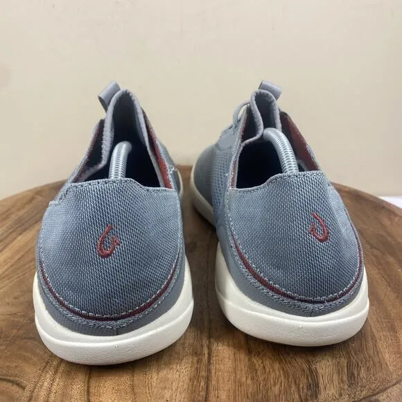 Olu Kai Moku Pae Poi Red Ochre Mens Gray And Red Size 12 Slip On Boat Shoes