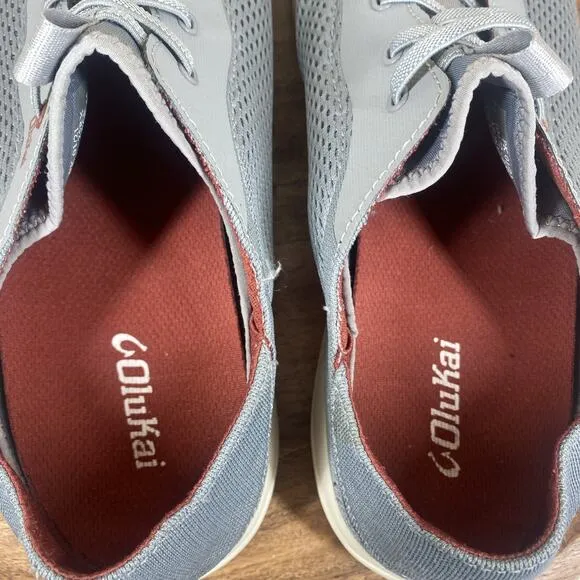 Olu Kai Moku Pae Poi Red Ochre Mens Gray And Red Size 12 Slip On Boat Shoes