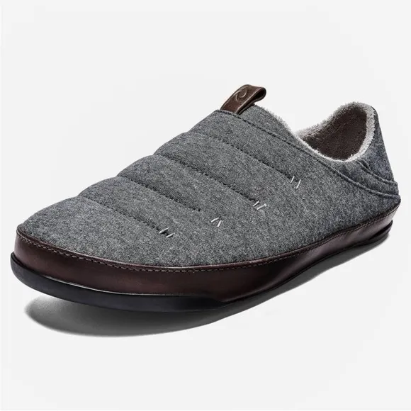 Olukai Mahana Men’s Quilted Slippers Sz 10 Slip On Terry Lined Loafers Slippers