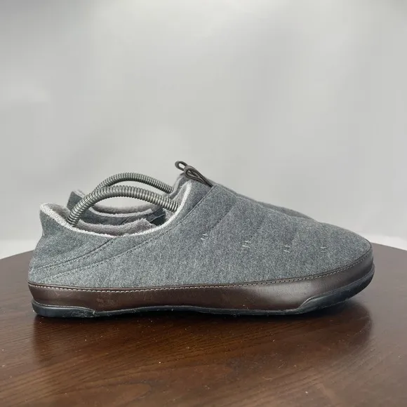 OluKai Mahana Slipper Men's 10 Gray Comfort Quilted Slip On Shoes 10451-6C40
