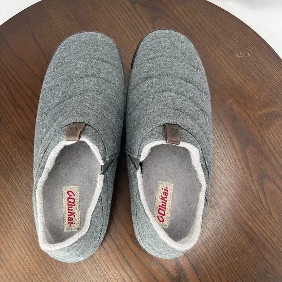 OluKai Mahana Slipper Men's 10 Gray Comfort Quilted Slip On Shoes 10451-6C40
