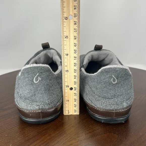 OluKai Mahana Slipper Men's 10 Gray Comfort Quilted Slip On Shoes 10451-6C40