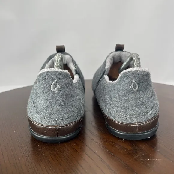 OluKai Mahana Slipper Men's 10 Gray Comfort Quilted Slip On Shoes 10451-6C40