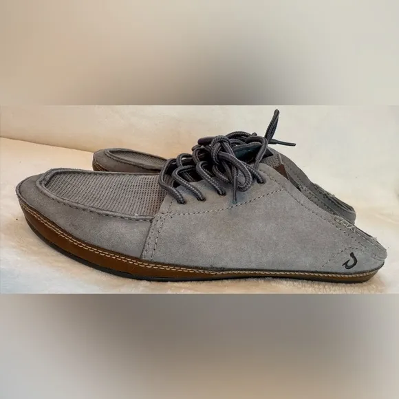 Olukai Men’s Kauwela Lace Shoes in Charcoal Like New Rare Size 9