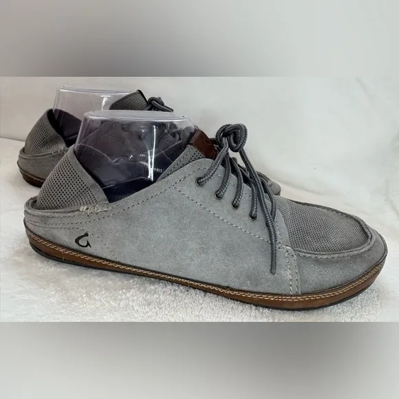 Olukai Men’s Kauwela Lace Shoes in Charcoal Like New Rare Size 9