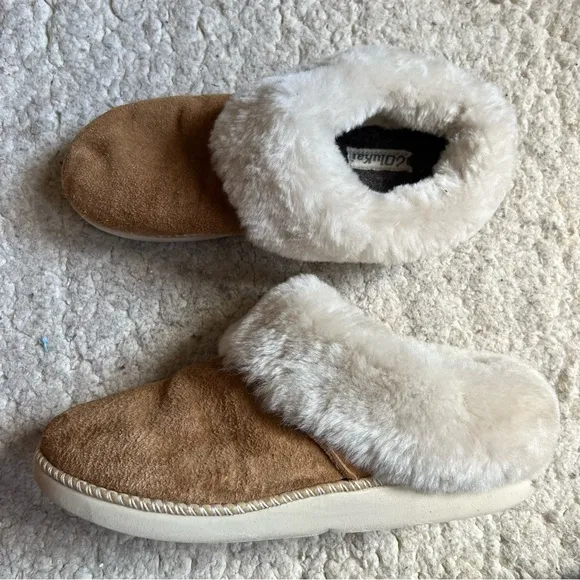 OluKai: Slip On Ku‘i Tan Suede /Bone Indoor Outdoor Slippers Size 8