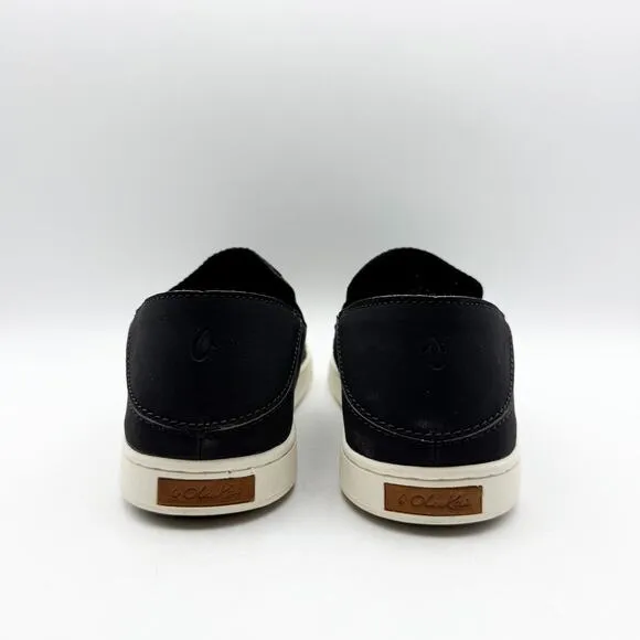OluKai Womens Pehuea Casual Shoes US 8.5 EU 38.5 Black Slip On Dual Goring NIB