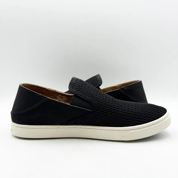 OluKai Womens Pehuea Casual Shoes US 8.5 EU 38.5 Black Slip On Dual Goring NIB