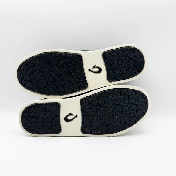 OluKai Womens Pehuea Casual Shoes US 8.5 EU 38.5 Black Slip On Dual Goring NIB