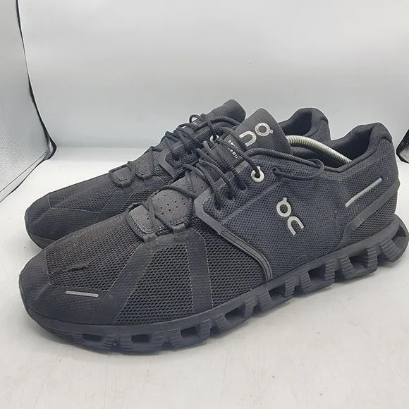 On Cloud 5 Mens 12.5 Triple Black Athletic Shoes Lightweight Breathable Casual