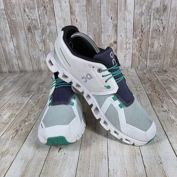 On‎ Cloud Running Shoes Lightweight Athletic Sneakers White Green US 9