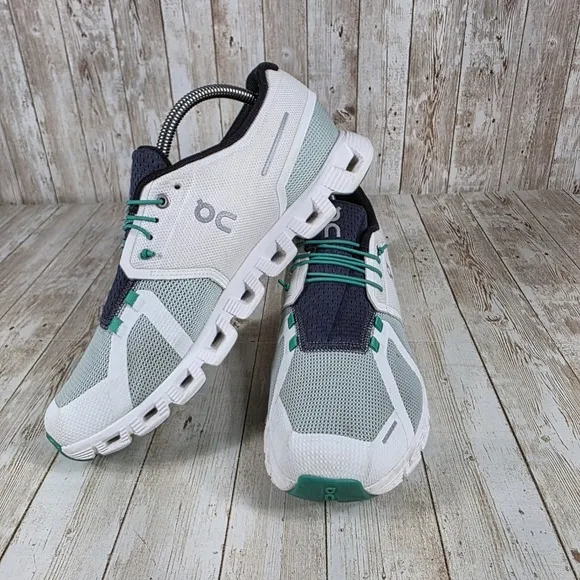 On‎ Cloud Running Shoes Lightweight Athletic Sneakers White Green US 9