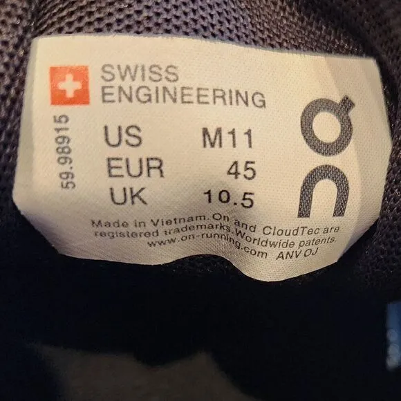 on mens running shoes. Size 11